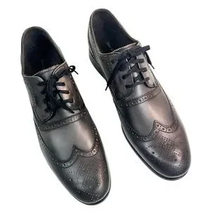 John Varvatos Star Wingtip Mens Oxford Size:11 Gray/Brown Distressed Leather NEW John Varvatos Joh Varvatos men black leather wingtip formal  main image 4